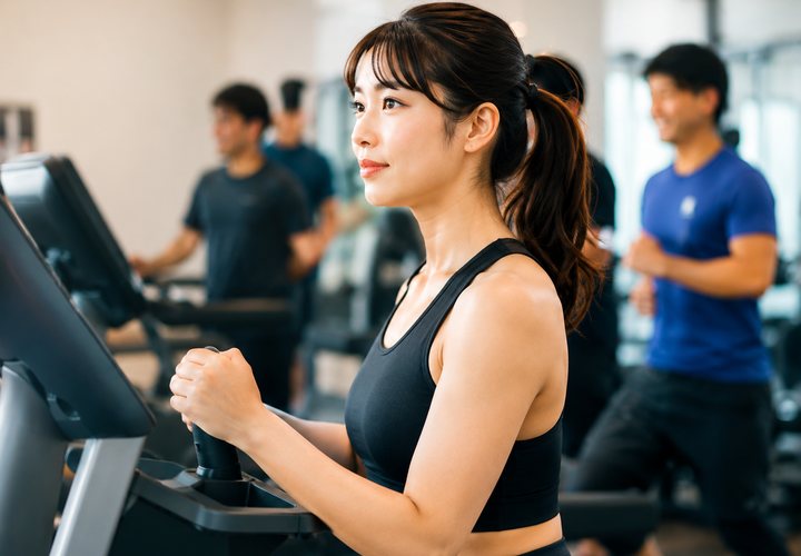 有酸素マシンで運動する女性